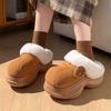 Thick-soled Heightening Cotton Slippers Women's Winter New Outer Wear Bag Head Fluff Drag Fleece Warm and Non-slip Cotton Shoes