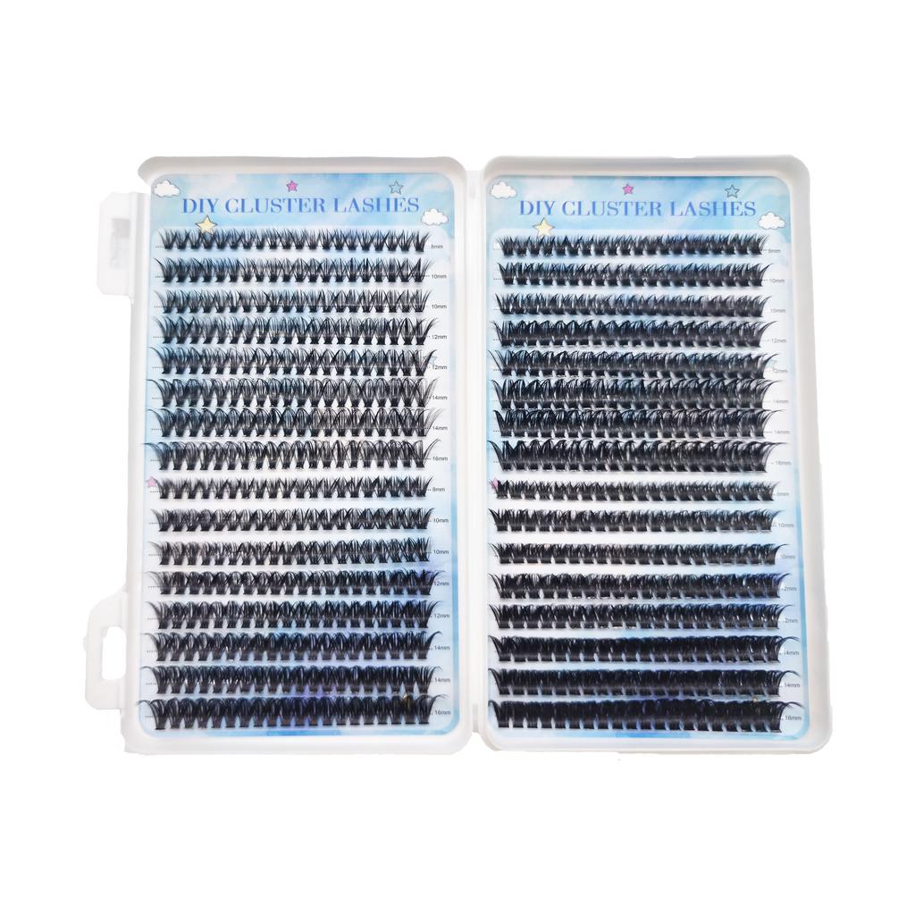 HOLLYLASH 240/640 Clusters 30D-100D False Eyelashes Natural&Thick & Fluffy 8-16mm Mix Length DIY At Home Cluster Eyelash Makeup