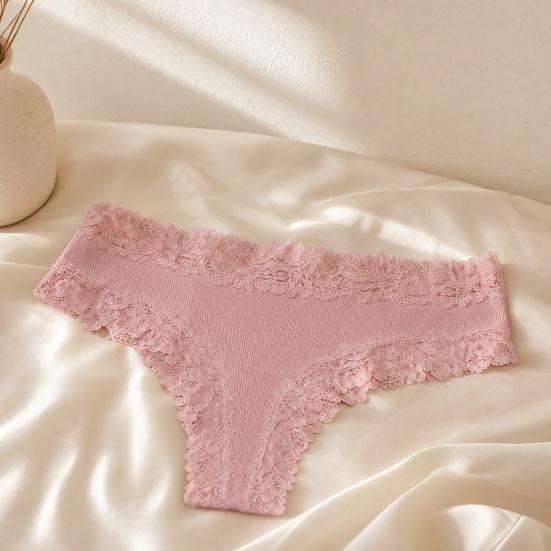 Kadınlar İçin Pamuklu Tanga Külotlar, Seksi Dantel Kenarlı İç Çamaşırı, Düşük Bel Yumuşak Nefes Alabilir Külotlar, T-Arkalı Esnek Bayan Külotları