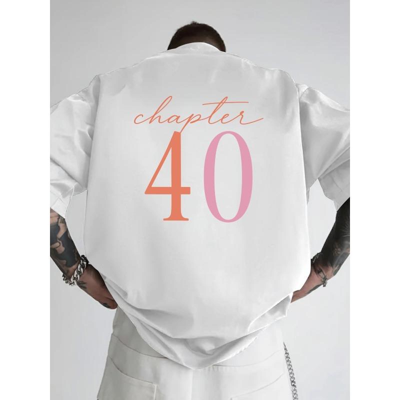European Size Men's Drop-Shoulder T-Shirt, Chapter 40, Double-Sided Print Men's Loose Fit T-Shirt,New Trendy Style Men's Apparel,Men's Essential Front