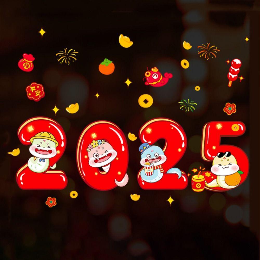 Cartoon Static Window Decals Snake Year Spring Festival Sticker New Year Couplet Stickers New Year