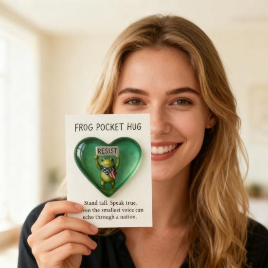 Motståndsfrostficka Kram med Positivt Kort Känslomässigt Stöd Kärlekshjärta Frosk Ficktoken Dekoration Inspirerande Uppmuntring Gåva