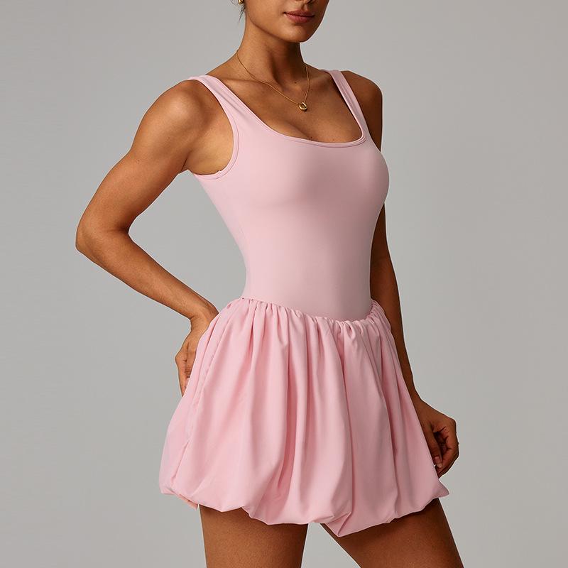 

Two-Piece Sporty Cami Dress with Anti-Exposure Skirt for Women - Ideal for Outdoor Running, Fitness & Tennis. Medium