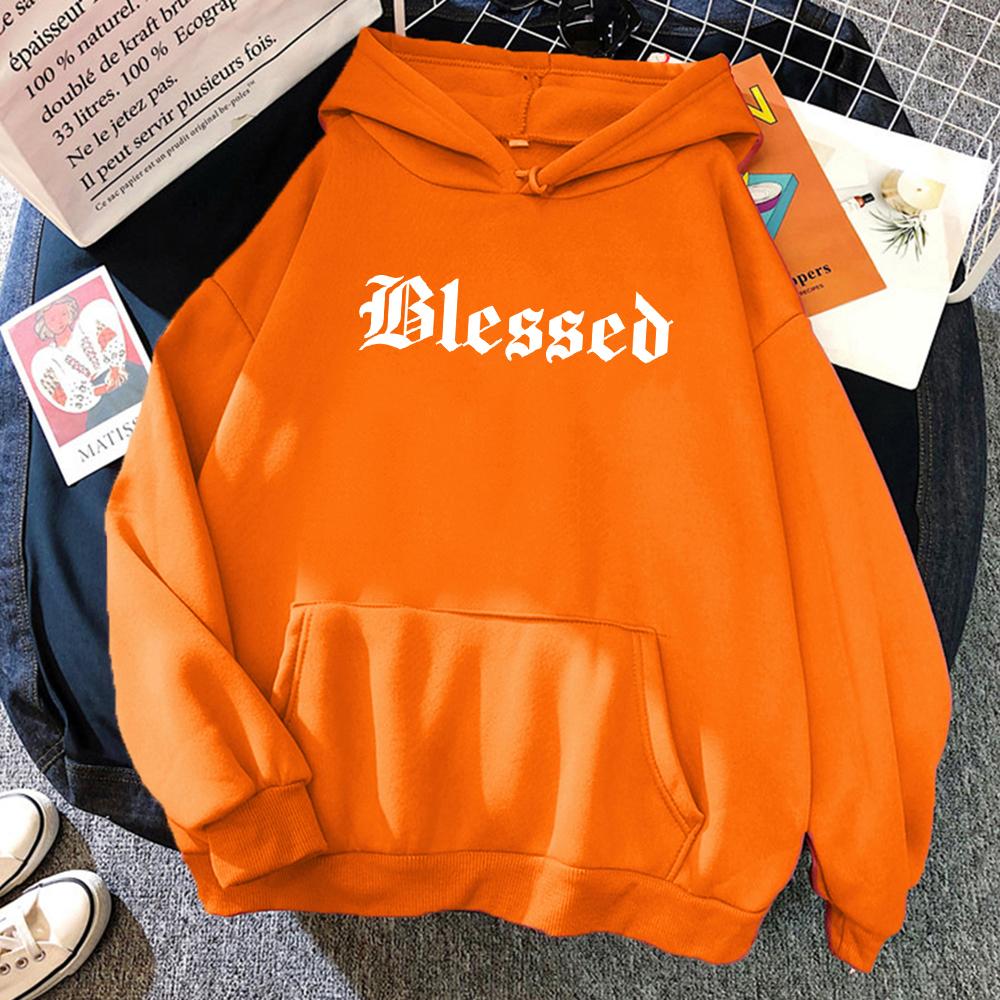 Blessed Creativity Printed Hoodies Women Street Style Hip Hop Hoody Autumn Loose Clothing Comfortable Pullover Sweatshirt