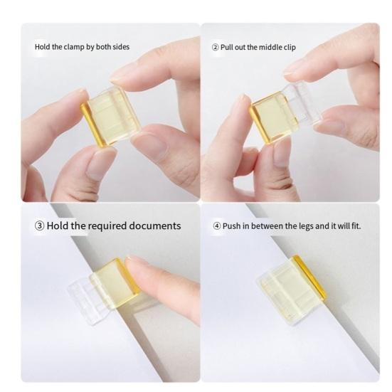 10Pcs Mini Transparent Folder with Push Clip Office Organizer for Organizing