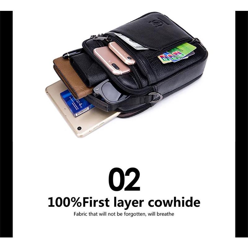 BULLCAPTAIN 2024 Brand Leather Men Bag Casual Business Leather Mens Shoulder Messenger Bag Vintage Men's Crossbody Bag male
