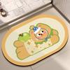 Cute Kitten Oval Floor Mat Non-Slip Soft Diatom Mud Bathroom Rug Easy Clean Shower Entrance Mat for Home Decor Aesthetic