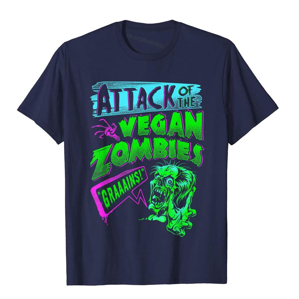 Attack Of The Vegan Zombies Vegetarian Halloween TShirt Cotton Unisex Top TShirts Custom Tops Tees Camisa