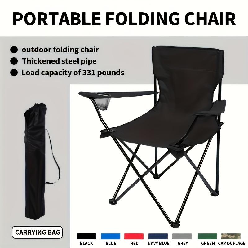 Outdoor Camping Chair With Backrest, Portable Picnic Chair, Beach Chair With Carrying Bag, Foldable Fishing Chair With Cup Holder, Foldable Outdoor