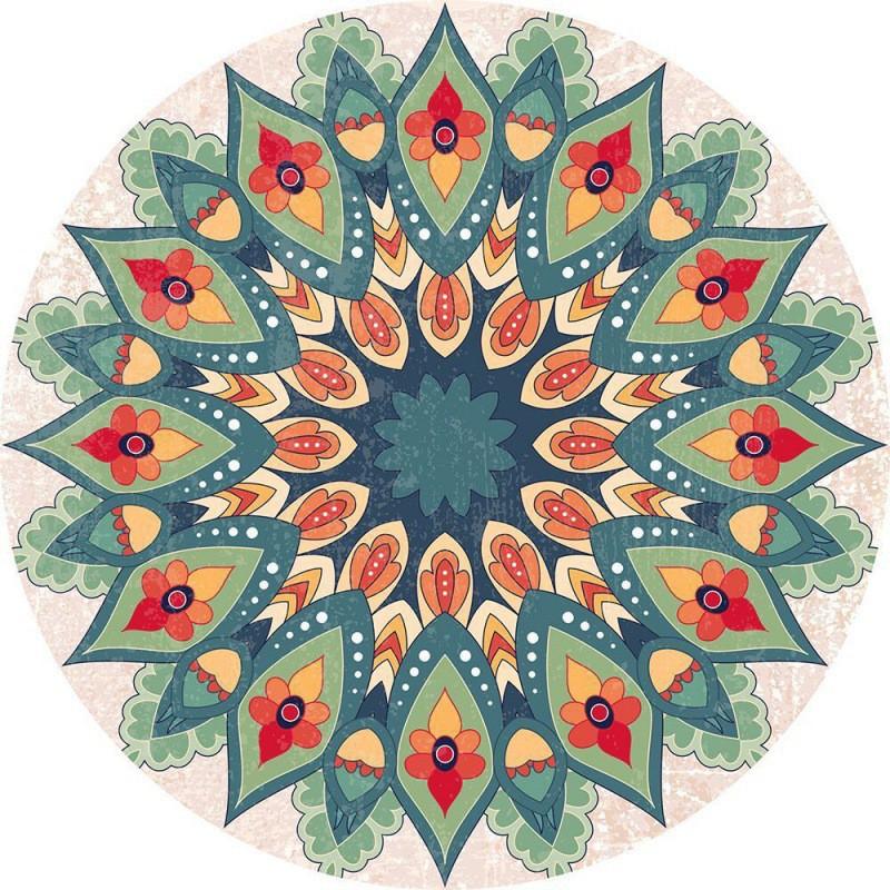 Retro Persian Style Round Area Rug Bohemian Floor Mat Living Room Bedroom Office Chair Sofa Coffee Table