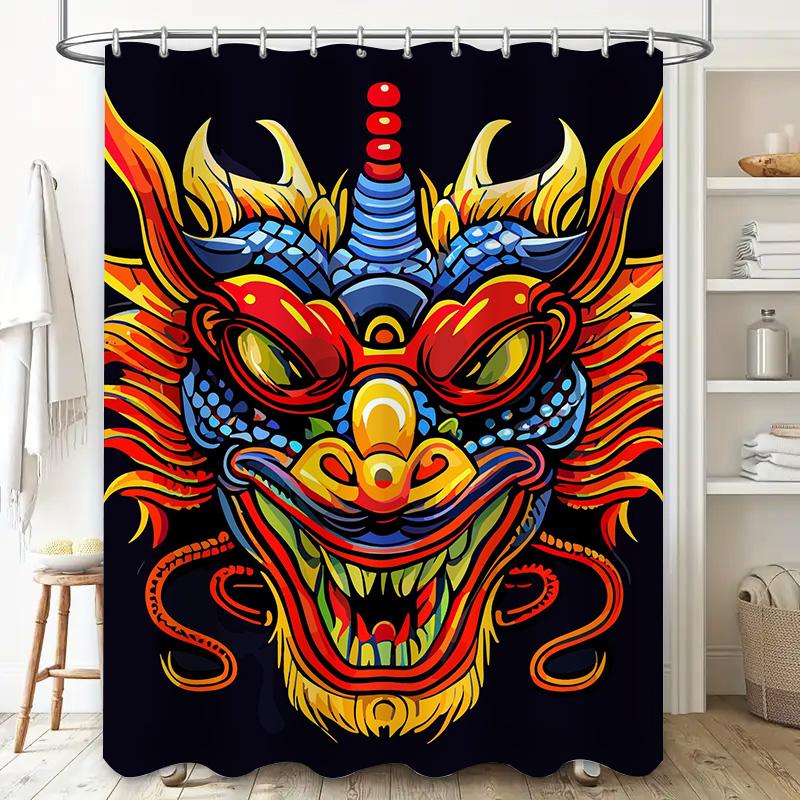 Tuniu Vibrant Dragon Shower Curtain Cool Chinese Monster Art Bathroom Decor Unique Design