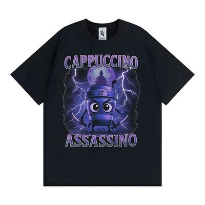 Cappuccino Assassino Funny Italian Brainrot Meme T Shirts Unisex Fashion Humor Oversized T-shirt Men Comfort 100% Cotton T Shirt