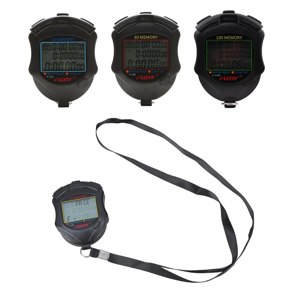 Professioneller Timer Stoppuhr 10/30/60/100 Runden Speicher Digitale Sportstoppuhr mit Countdown-Timer Wasserdichte Stoppuhr