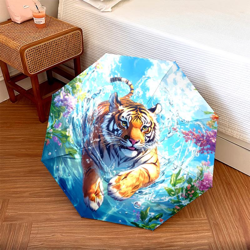 Aquatic Animals pattern, automatic folding umbrella, portable and foldable design, 8 ribs, a Christmas or birthday gift.