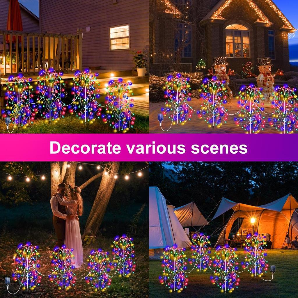420/680LED Solar firecracker lights led copper wire fireworks lights string Christmas holiday ambient lights garden lawn lights