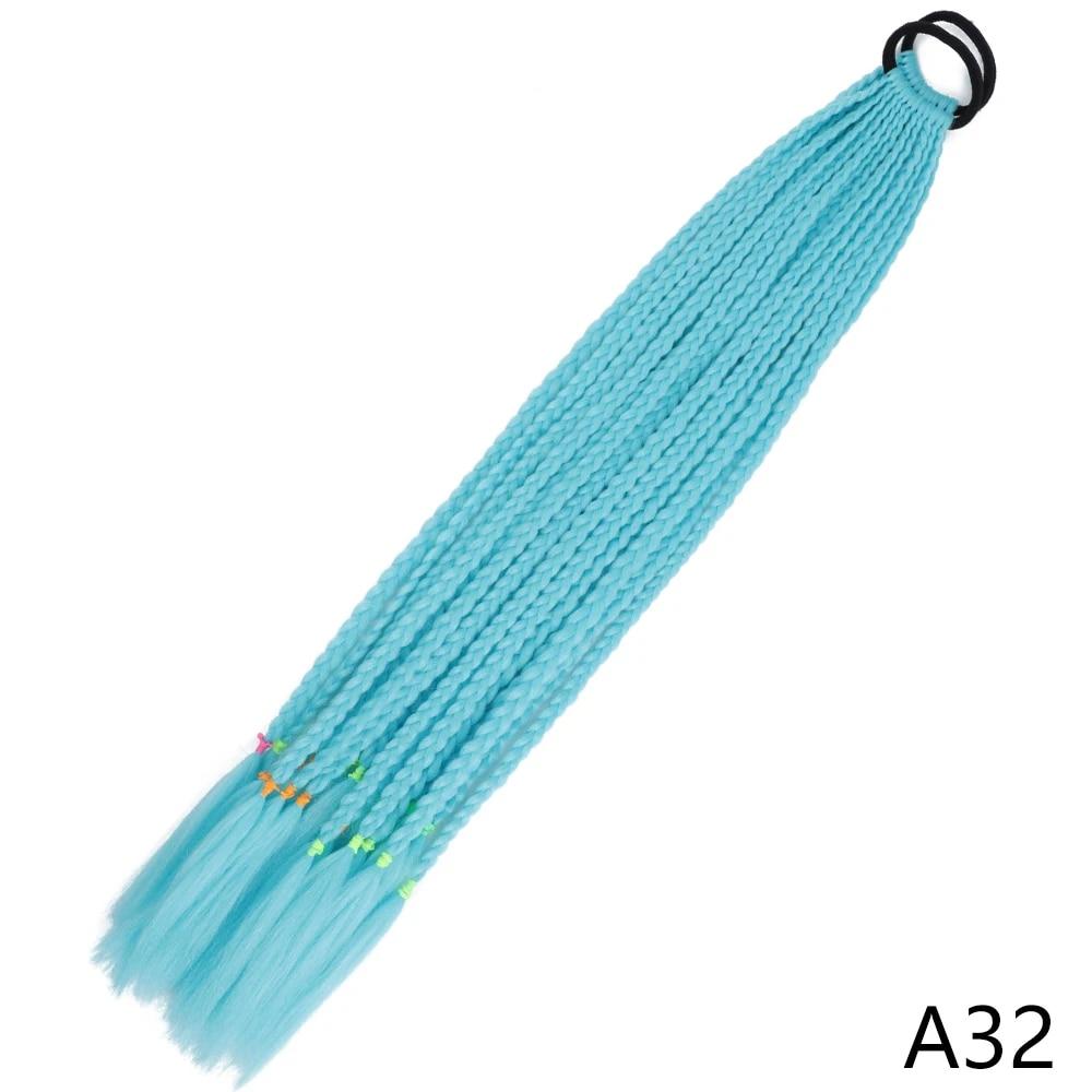 Synthetic Long Wig Colored Braided Ponytail Hair Extension Elastic Rubber Band Braiding Ponytail Hair Extensions For Girls