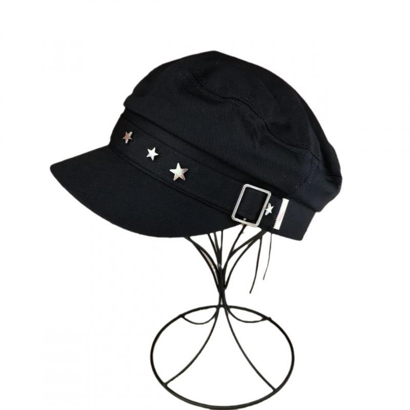 Hat Female Autumn and Winter Hipster Pentagram Military Hat Navy Cap Male Literary Flat Top Octagonal Hat Painter