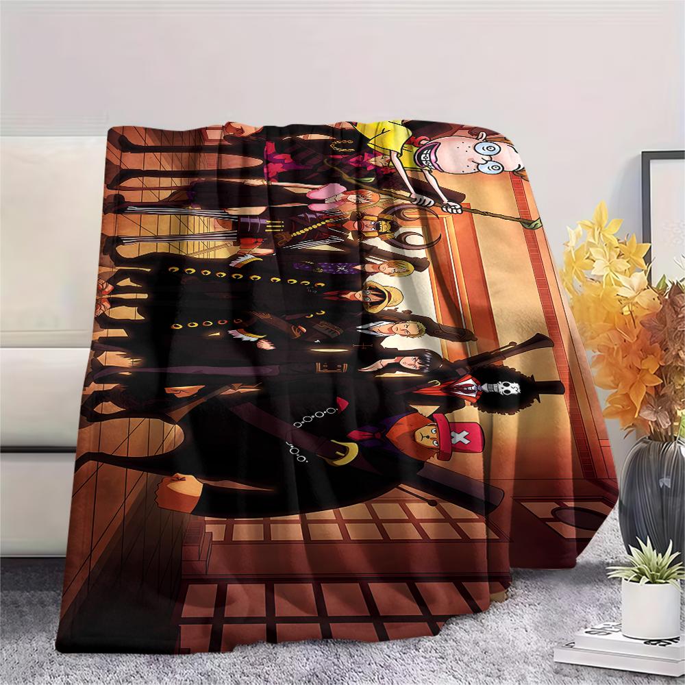 One Piece Character Print Flannel Blanket,High Quality Comfortable for All Seasons,Home Decor,Warmth and Comfort,Perfect for Christmas Gifts