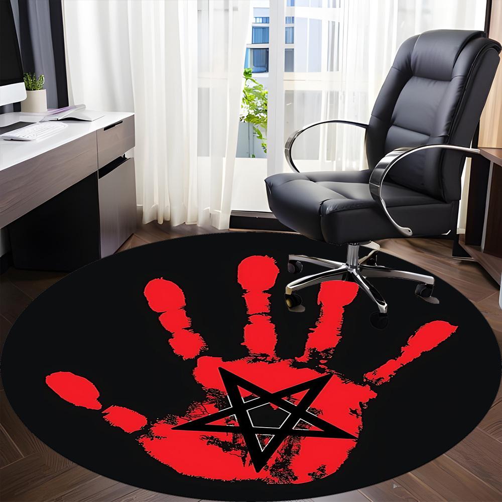 1pc Blood Handprint Office Round Area Rug, Under Office Chairs Bedroom Living Room Home Decor, Room Deco, Available in Various Sizes