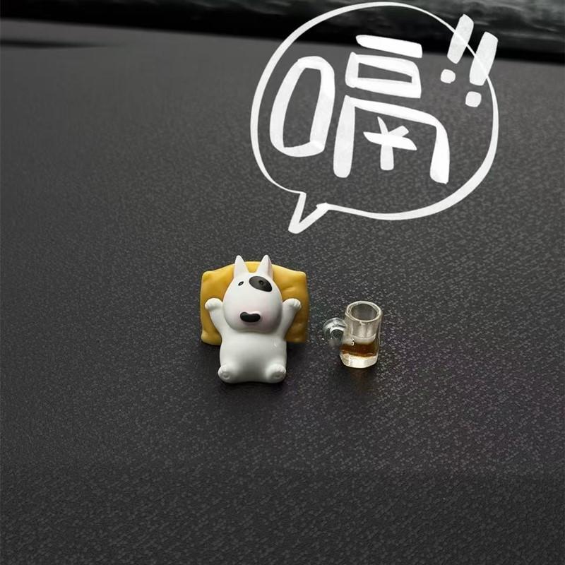 

1 Set Adorable Dashboard Figurine With Relaxed Pose Bull Terrier Car Interior Accessories Auto Ornament For Model 3 one size