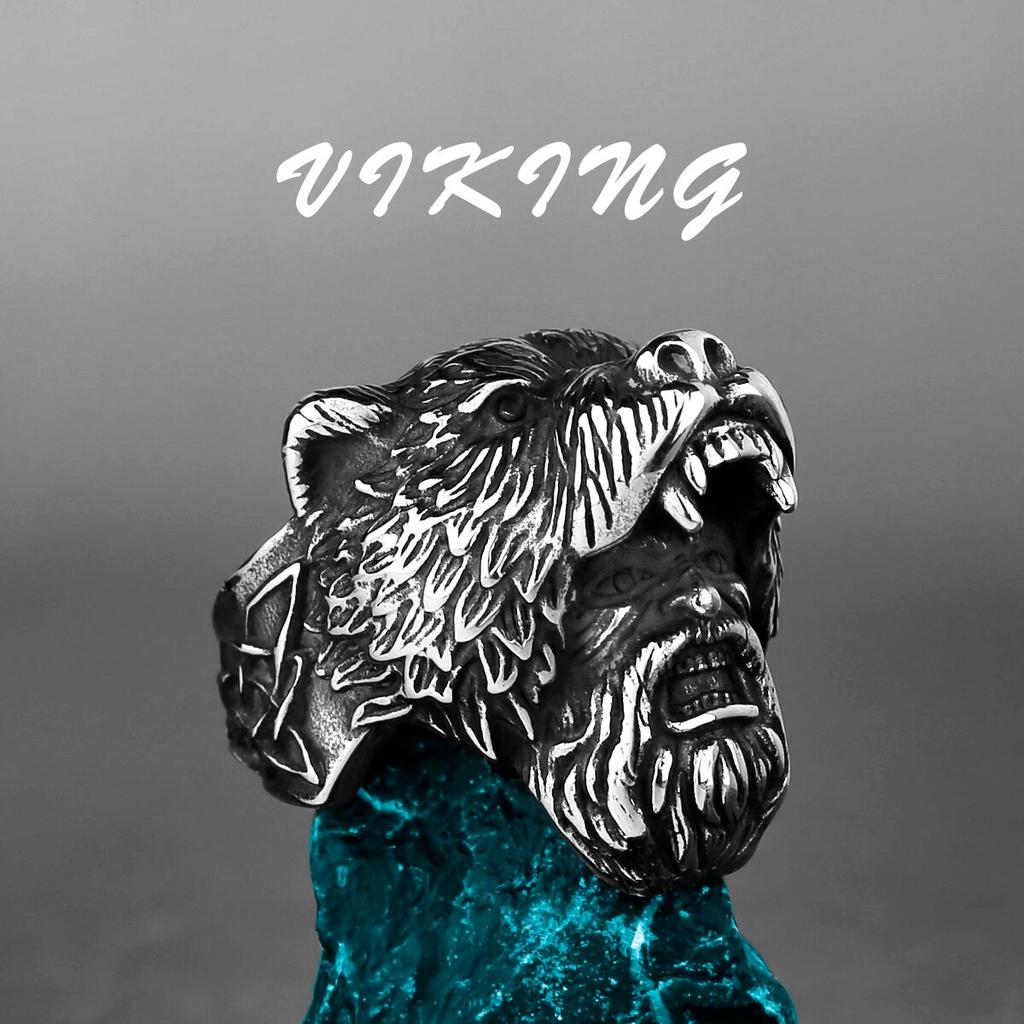 Nordic Viking Stainless Steel Ring Anchor Compass Tree of Life Rune Amulet Wolf Men Women Finger Jewelry Biker Party Club Gift