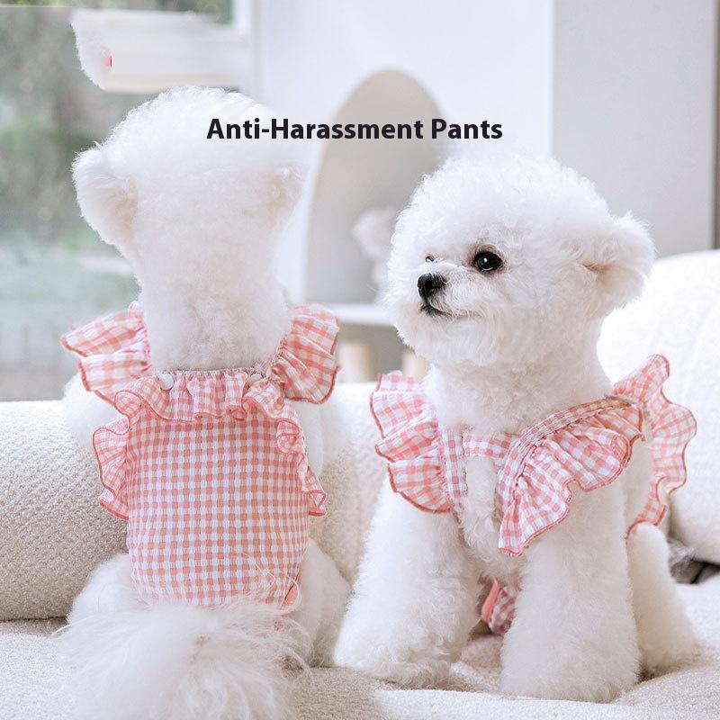 Small Dog Lace Dress Pet Clothes Anti-Harassment Underwear for Teddy Pomeranian All-Season Spring Summer Dog Fashion Accessory