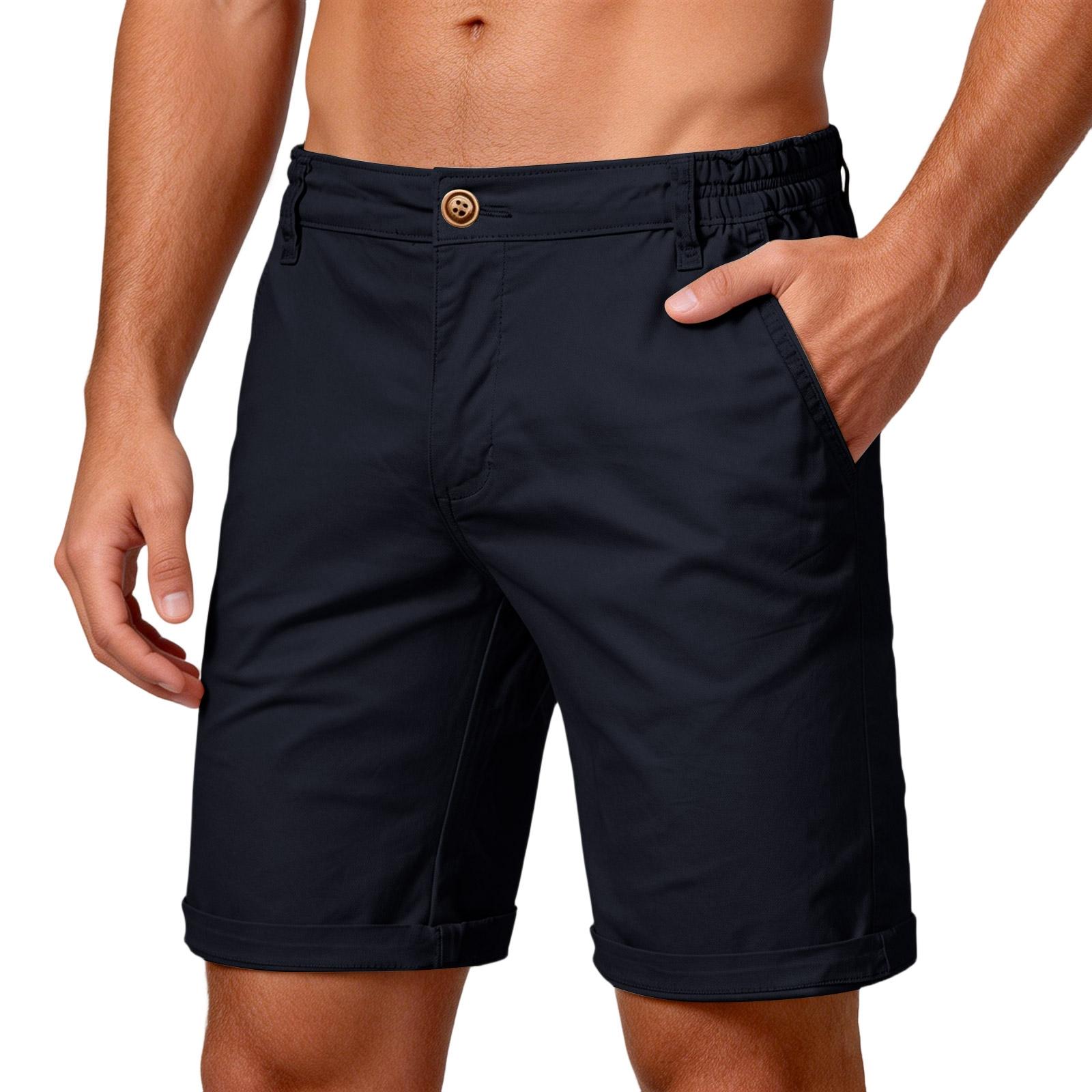 Мужские повседневные шорты, прямые и облегающие, пятидюймовые брюки, большой размер, цвет, рабочие брюки L чёрный