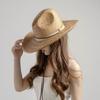 202604-hh5367b Breathable Ins Chic Summer Natural Palm Leaf Grass Classic Cowboy Fedoras Cap Men Women Panama Jazz Hat