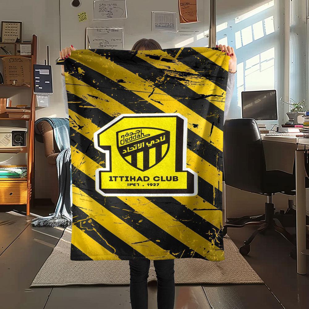 1PC Al-Ittihad FC Patterned Flannel Blanket Suitable For All Seasons for Home Decor Warmth and Comfort Gifts Holiday Present