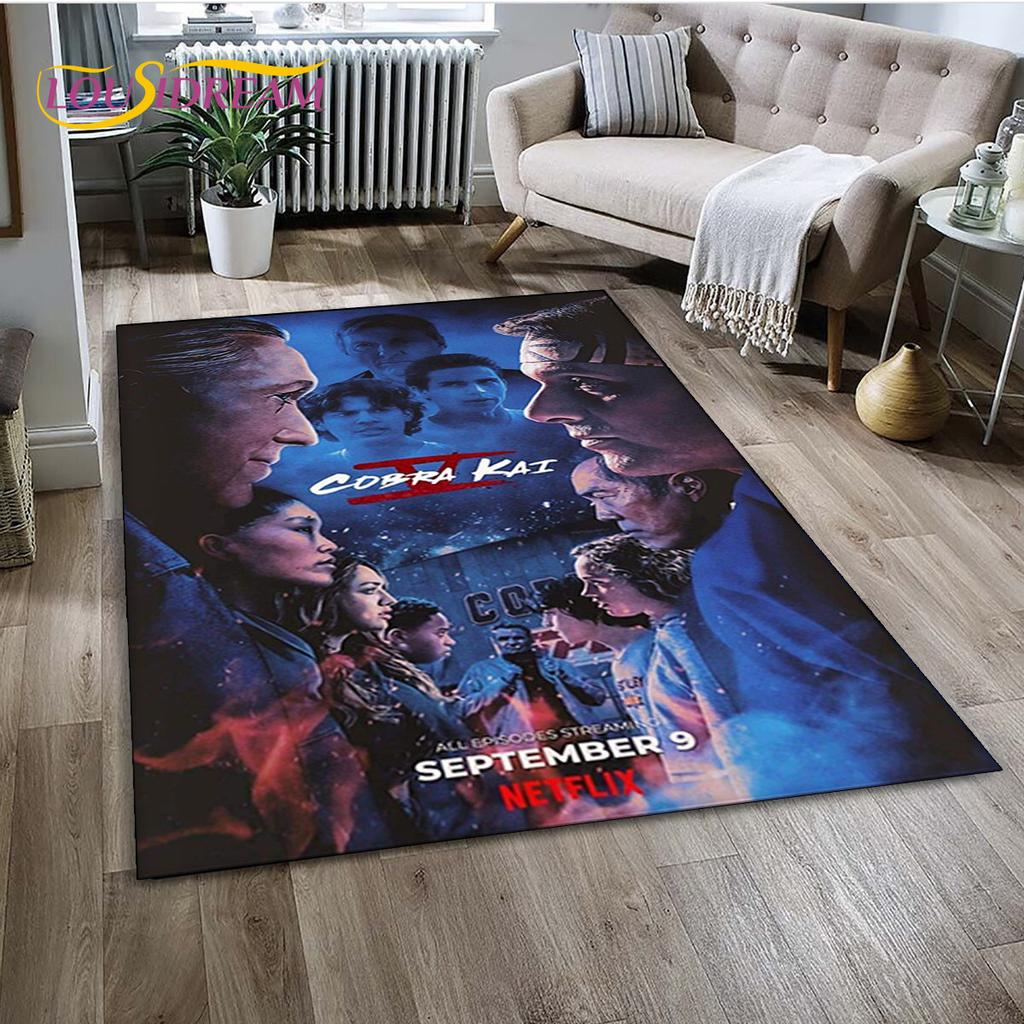 Dywan TV Karate Cobra Kai Amanda Duży, Dywan do Salonu Sypialni Sofa Mata pod Drzwi Dekoracja, Mata Podłogowa Antypoślizgowa do Zabawy dla Dzieci
