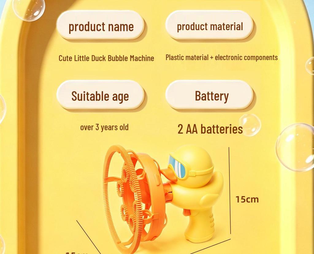 Yellow Duck Handheld Bubble Machine for Kids – Cute Outdoor Gift