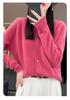 Women's 100% Pure Wool Round Neck Cardigan - Loose, Fashionable, Versatile Spring Knit Sweater.