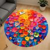 1pc Floral Abstract Pattern Office Round Rugs, Under Chair Round Rugs for Living Room, Bedroom, Bathroom Decoration Carpet 091827