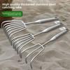 Stainless Steel Small Rake With Integrated Steel Handle Multi-Claw Soil Rake For Garden Soil Loosening & Raking Tool