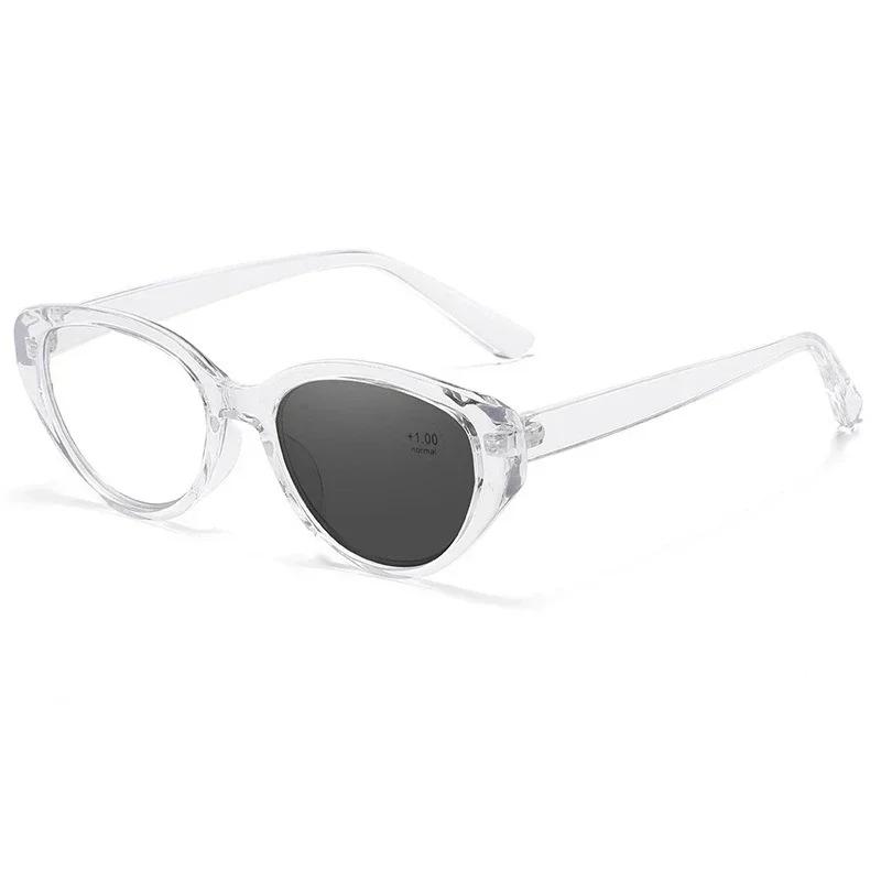 

for Women s Retro Fashion Super Clear Anti-blue Light Reading Eyeglasses Neutral Fashion Latest Cat-eye Photochromic Presbyopic Eyeglasses 4