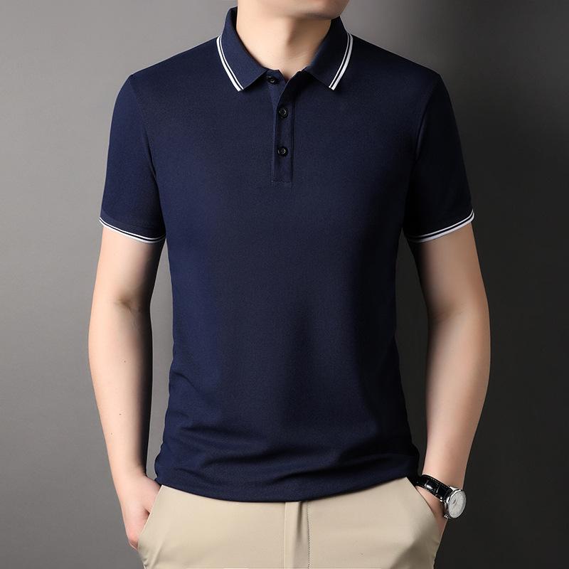 

Summer New T-shirt Men s Casual Solid Color Men s Short-sleeved Fashion Comfortable Breathable Lapel Middle-aged Men s Clothing