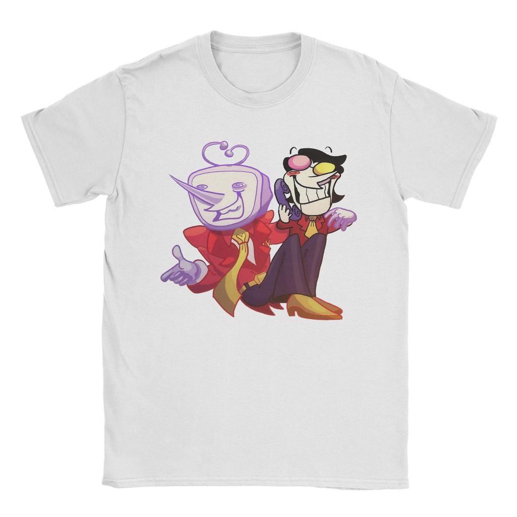 Men's T-Shirts Deltarune Spamton and Tenna Vintage Pure Cotton Tee Shirt Short Sleeve  T Shirt O Neck Clothing Plus Size
