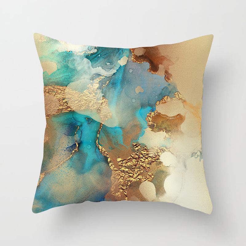 

Nordic Watercolor Gold Foil Texture Printed Pillowcase Golden Home Sofa Pillowcase 45*45cm