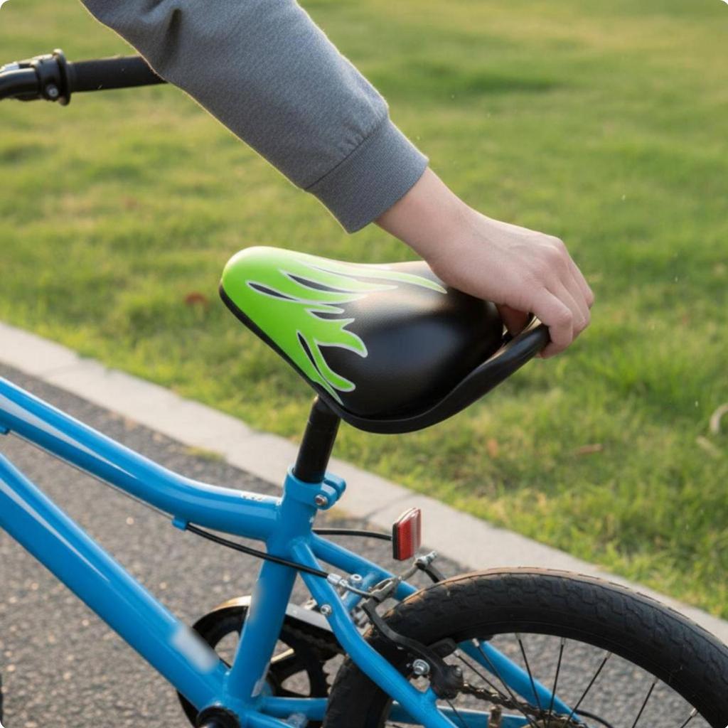 Bike Saddle with Handle Universal Fit Children's Cycle Easy to Install Black