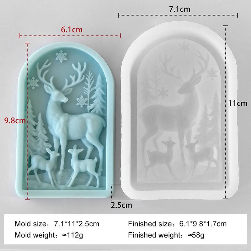 

Силиконовая форма для свечей в виде рельефного оленя в форме арки, ручная работа, форма для ароматического гипса и смолы, рождественская серия, инструмент для выпечки шоколадного печенья