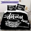 Black Star Background Signature Logo 3Pcs Bedding Set, Minimal Street Duvet Cover & 2 Pillowcases