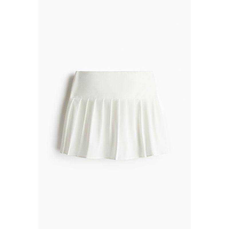 

HM Casual Skirt Summer 2025 New Arrival Pleated Mini Skirt 1299823 White 155/64
