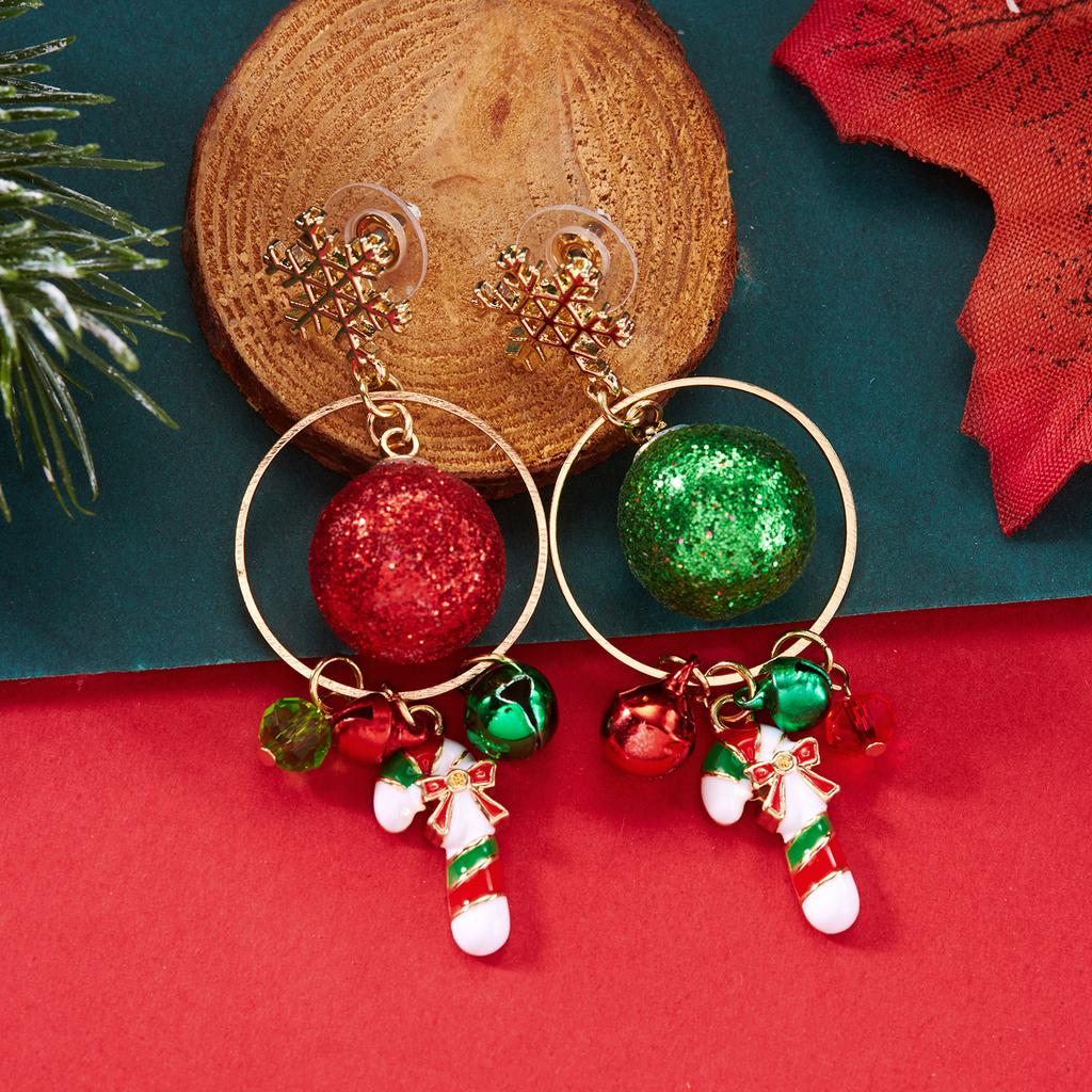 Design Sense Green Christmas Tree Drop Earrings for Women Light Luxury Shiny Crystal Snowman Earrings Christmas Party Jewelry