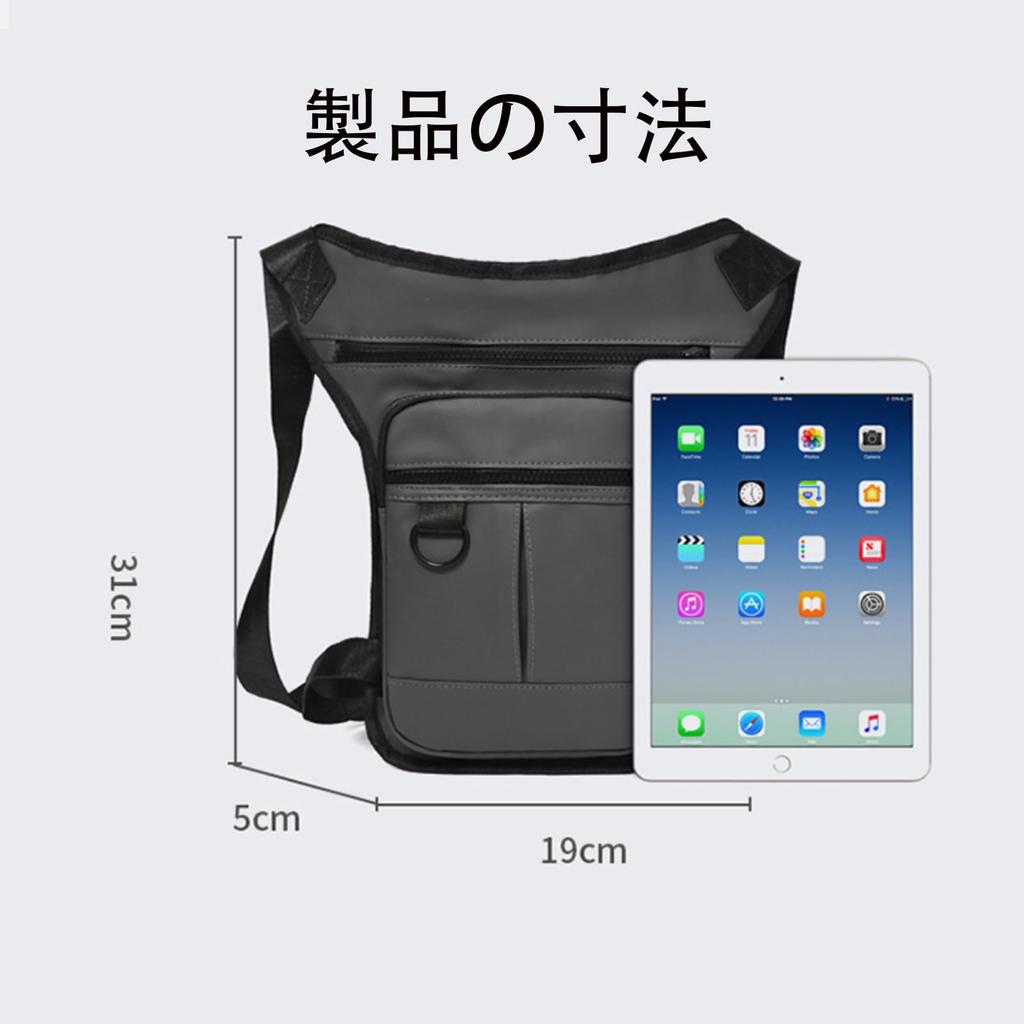 Motorcykel Benväska Grått Läderöverdrag Väska 3 Fack Konstruktion Lättviktig Vattentät Slitstark Multifunktionell Midjeväska för Män Cykel Vandring