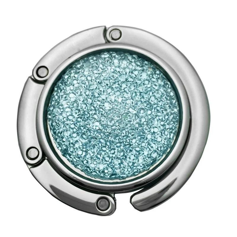 

Крючок для сумки на стол, модный, портативный, складной, круглый, блестящий, бриллиантовый, кошелек, сумка на стол, крючок для вешалки, вешалка для ключей светло-синий