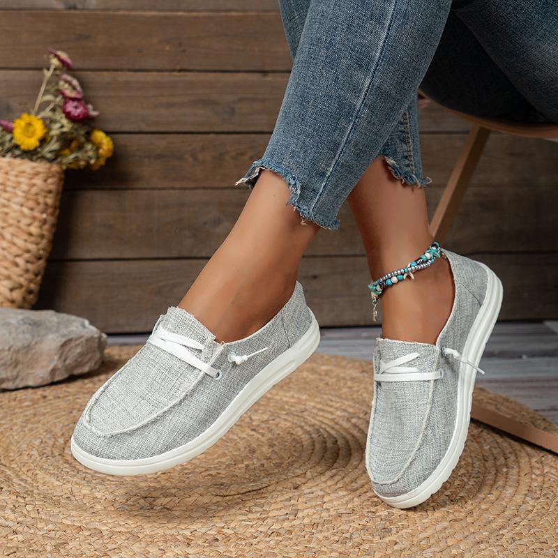 2025 Summer Plus Size Leopard Print Lace-up Canvas Loafers