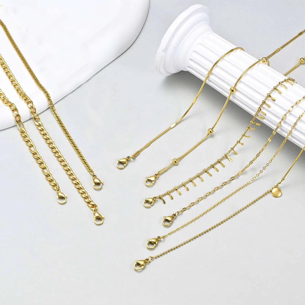 Waterproof Layered Link Chain Anklets Bracelet for Women, Gold Plated Foot Leg Anklets Summer Boho Beach Jewelry Adjustable