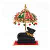 Metal Umbrella Chhatra with Hanging Crystals – Decorative Showpiece for God Idol, Car Dashboard, Office Table & Home Decor