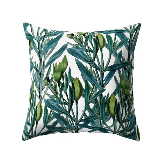 Husă de pernă decorativă modernă, cu imprimeu de frunze, pentru canapea de acasă, cu fermoar