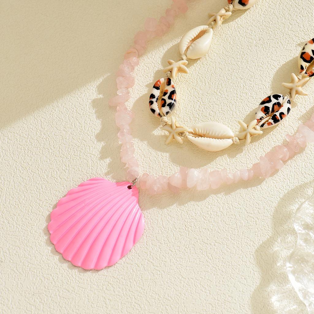 Natural Gravel Necklace European and American Jewelry Women's Bohemian Simple Fashion Marine Shell Sweater Chain